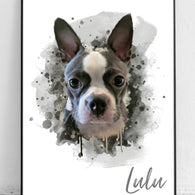 Paint Splat Pet Portrait Print Gift